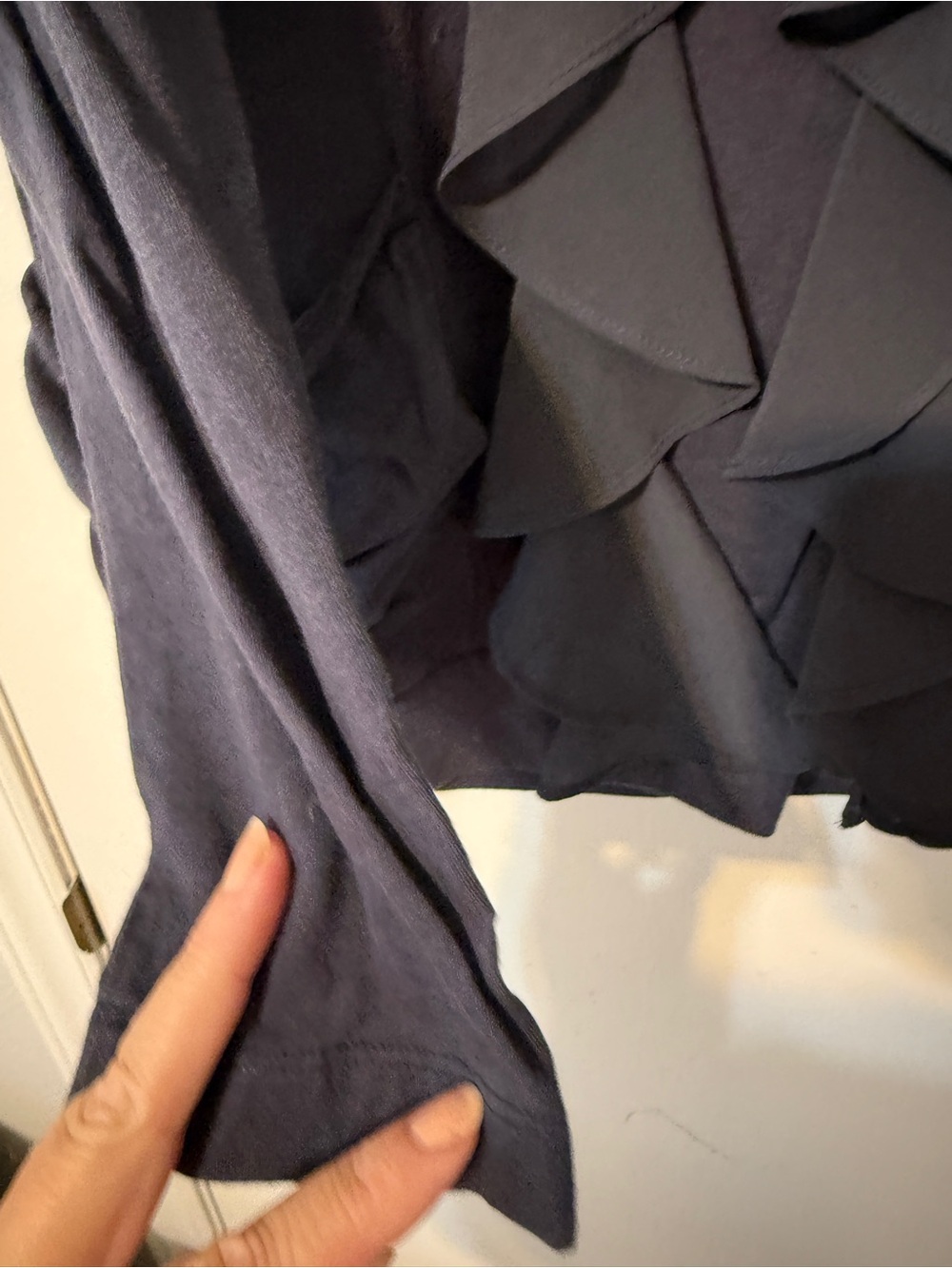 LOFT Navy Ruffle-Front Cardigan - Picture 4 of 6